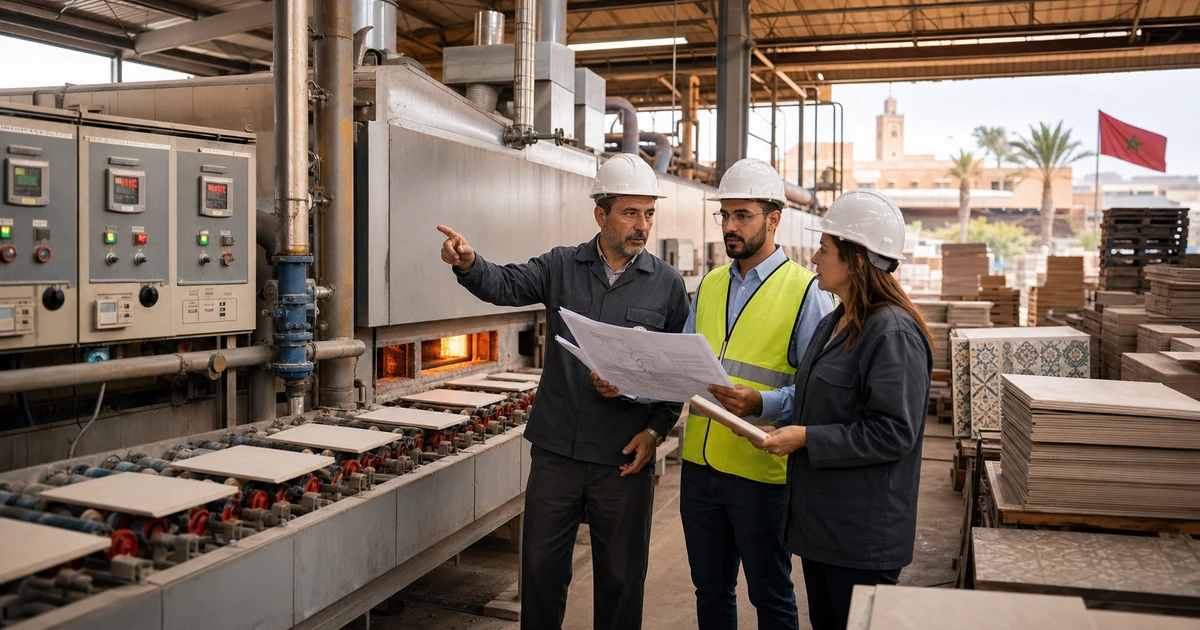 Usine marocaine de carrelage analysant la consommation des fours gaz et la récupération de chaleur