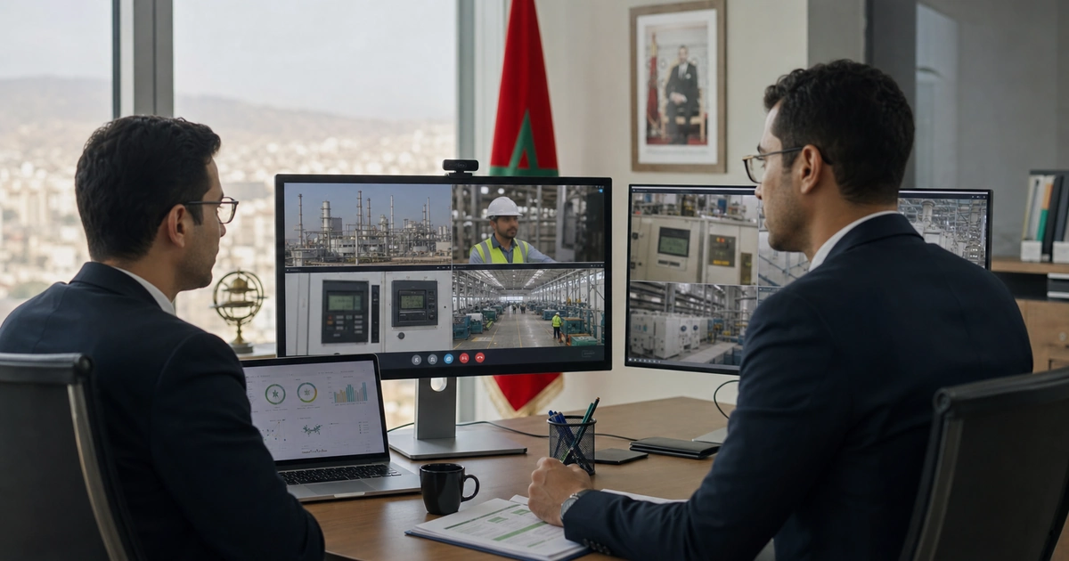 Auditeur carbone vérifiant à distance les preuves GES d’une usine marocaine sur écrans sécurisés