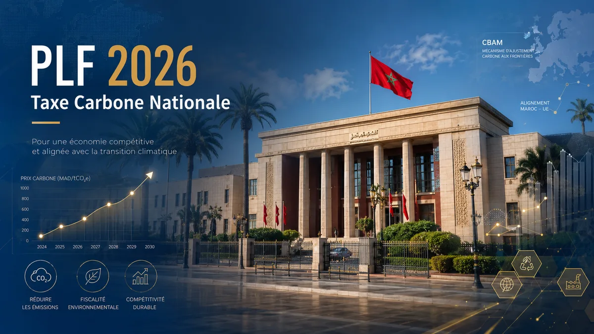 Tco2 Slogo Taxe carbone Maroc PLF 2026 : 5 USD/tCO2, secteurs et lien CBAM ...